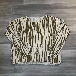 Garnet Hill Cream and Brown Striped Sweater